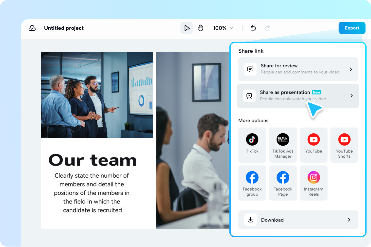 Exportation et partage